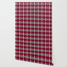 Deep Red Burgundy Diamond Argyle Pattern Wallpaper