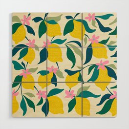 Summer Lemons pattern Wood Wall Art