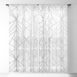 Geometric Silver Pattern Sheer Curtain