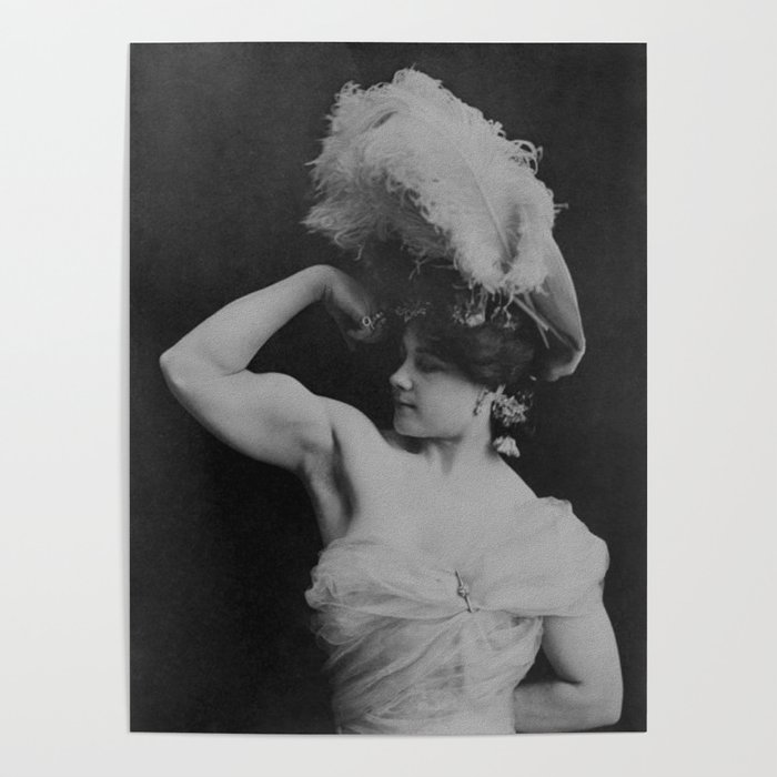 Vintage Strongwoman Charmion Flexing - 1897 Poster
