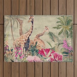 Vintage & Shabby Chic - Tropical Animals And Flower Garden Outdoor Rug