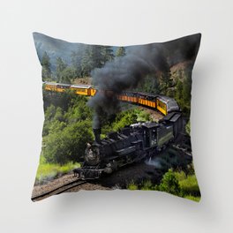 Steam Train, Durango & Silverton Railroad, Colorado Throw Pillow