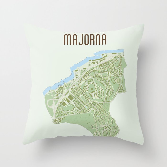 Map of the people's republic of Majorna Throw Pillow