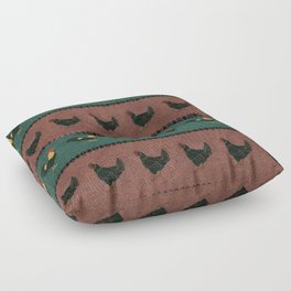 Rooster and Hen in Velvety Rustic Pattern Floor Pillow