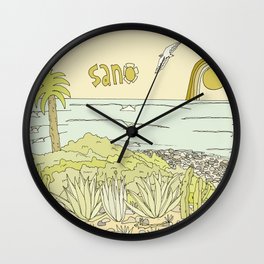 san o classic southern california // retro surf art by surfy birdy Wall Clock