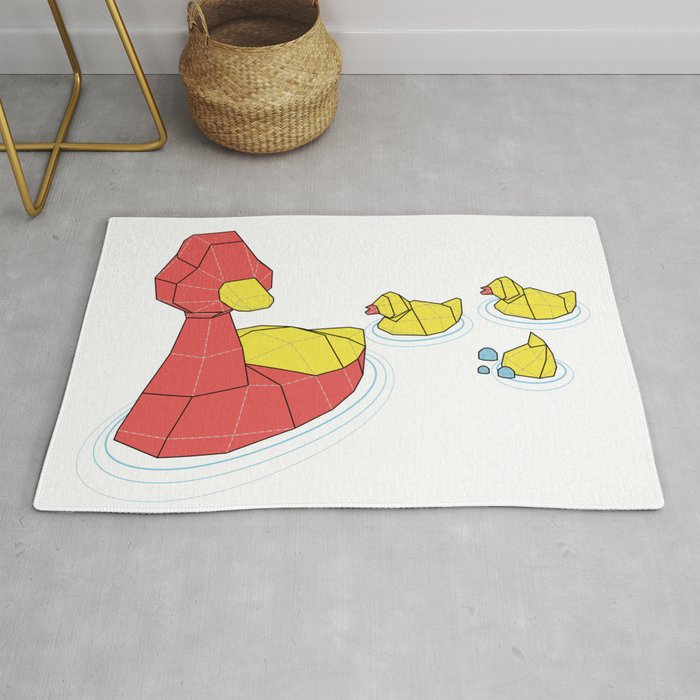 Mother Goose and her Ducklings going out for a swim Rug