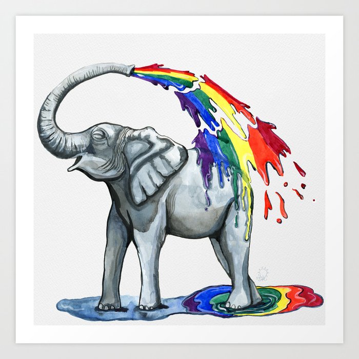 Rainbow Elephant Art Print