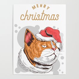 Lazy Christmas Cat Poster
