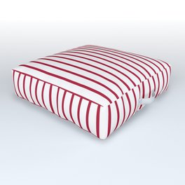 Royal Red Rose Pinstripe on White Outdoor Floor Cushion