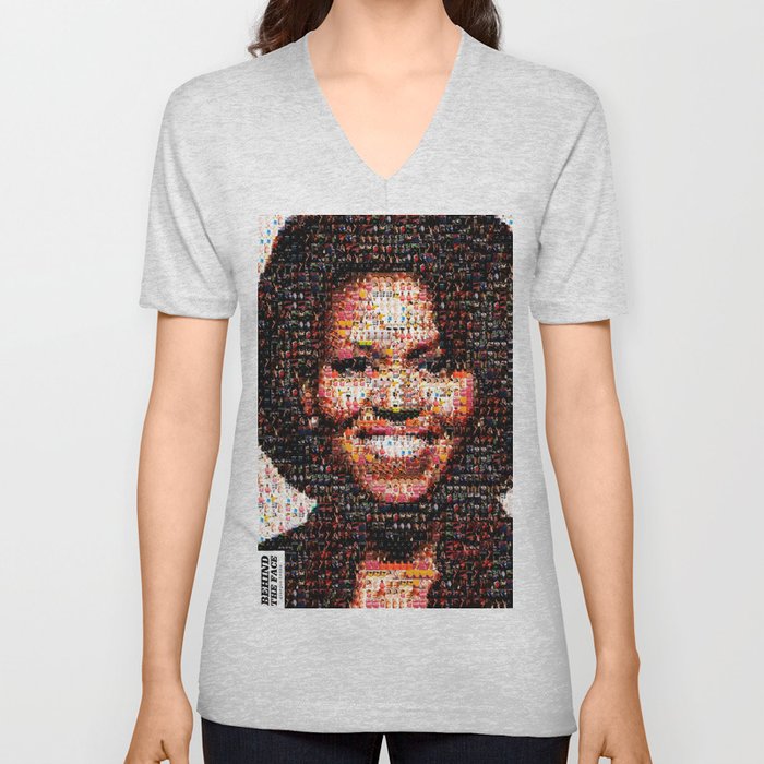 Behind The Face Michelle Obama | Fat Women V Neck T Shirt By Giorgio Tezza  | Society6