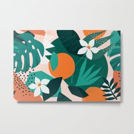 Wild oranges Metal Print | Floral, Curated, Abstract, Artistic, Beauty, Decoration, Design, Contemporary, Blocks, Fabric 