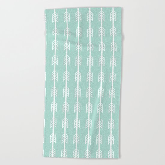 Isabella - minimal arrows mint and white modern dorm college nursery kids art Beach Towel