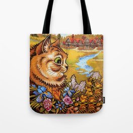 Louis Wain Country Cottage Cat  Tote Bag