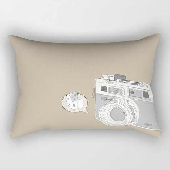 Yashica Camera - “Say Cheese” - soft-brown Rectangular Pillow
