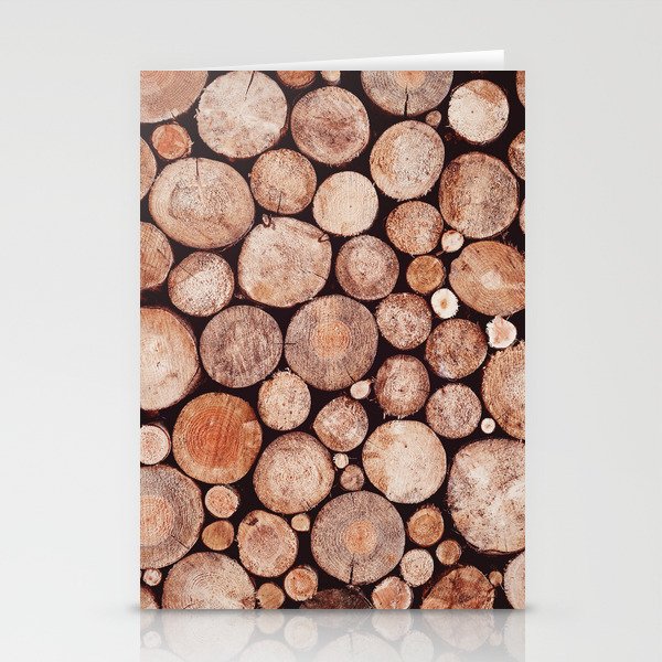 Stacked Round Logs x Hygge Scandi Rustic Cabin Stationery Cards