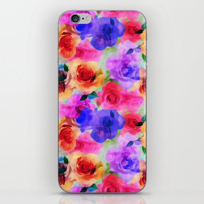 Colorful abstract modern roses flowers pattern iPhone Skin