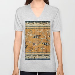 Suiyuan Province Chinese Pictorial Rug Print V Neck T Shirt