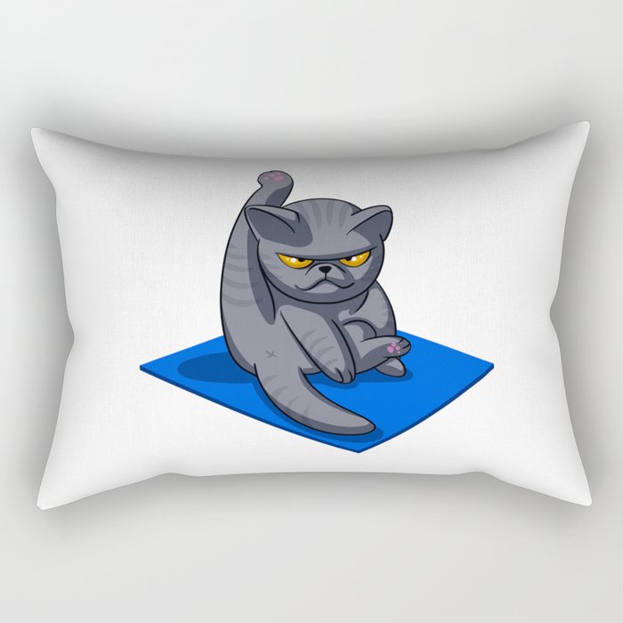 Yoga Cat Angry Cat Grey Cat Fat Cat Rectangular Pillow By