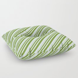 [ Thumbnail: Green and Light Cyan Colored Lined Pattern Floor Pillow ]