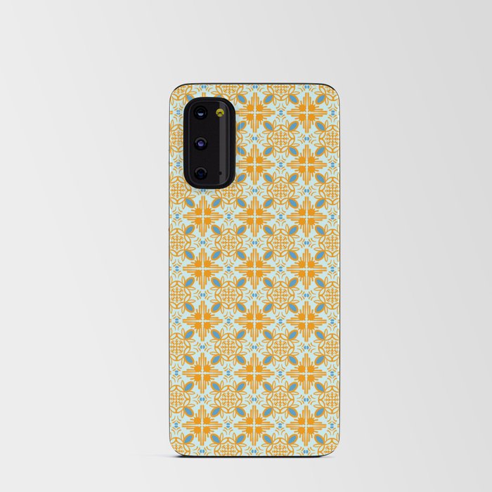 Cheerful Retro Modern Kitchen Tile Mini Pattern Turquoise Blue and Orange Android Card Case