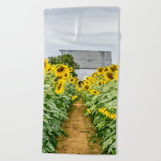 Follow the Yellow Flower Road Beach Towel