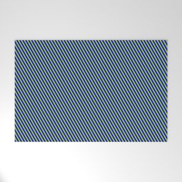 [ Thumbnail: Blue & Green Colored Stripes/Lines Pattern Welcome Mat ]