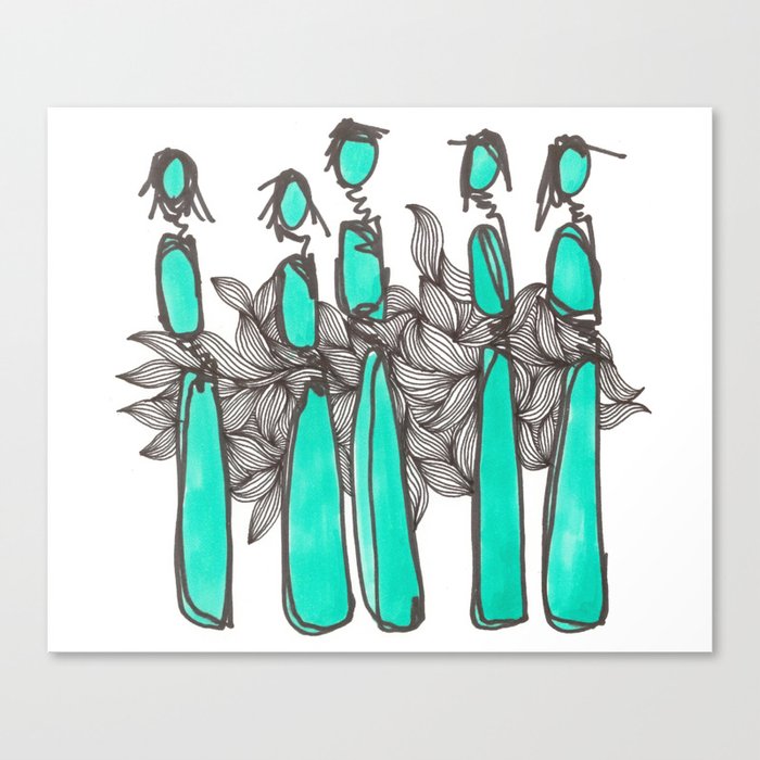 Teal People Canvas Print