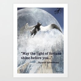 The Light of Fortune Art Print | Sky, Typography, Wolf, Graphicdesign, Fortune, Digital, Jyngrehl 