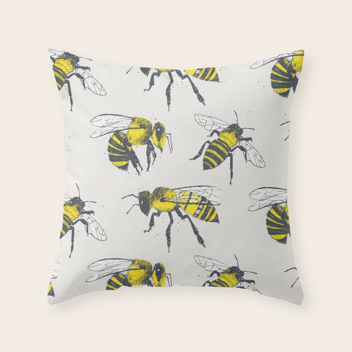 Bees Throw Pillow by Tracie Andrews Art Society6