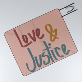 Love and Justice Pink Multi Picnic Blanket