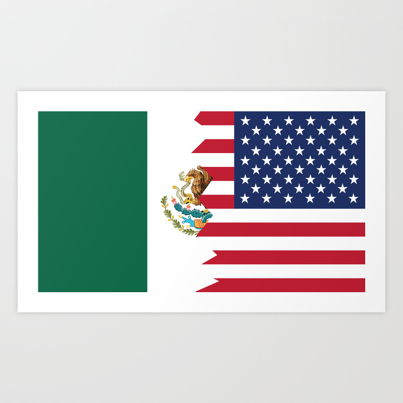 Download Half Mexican American Flag Art Print By Awesomeart Society6