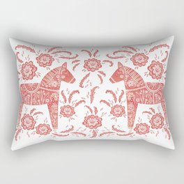 Swedish Dala Horse Red Rectangular Pillow