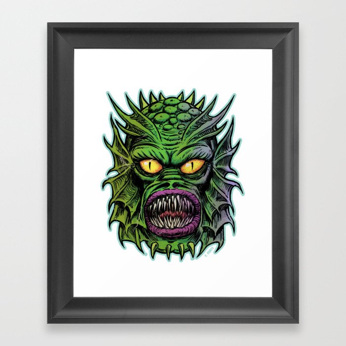 FrankenHorrors Swamp Beast Creature Horror Graphic Framed Art Print
