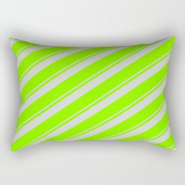 [ Thumbnail: Light Gray and Chartreuse Colored Striped/Lined Pattern Rectangular Pillow ]
