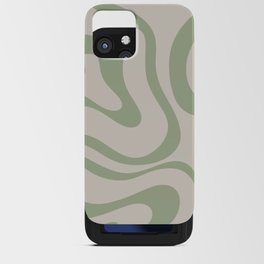 Liquid Swirl Abstract Pattern in Almond and Sage Green iPhone Card Case