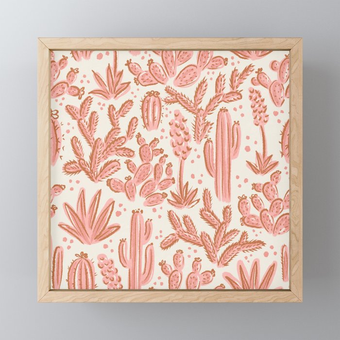 Cactus Desert - pink and copper Framed Mini Art Print