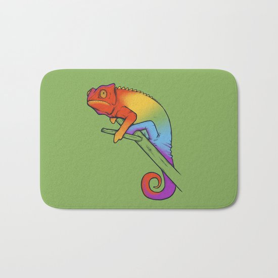 Confused chameleon Bath Mat