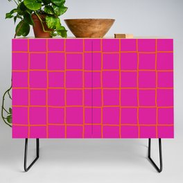 Tropical Hot Pink Checkered Plaid Credenza