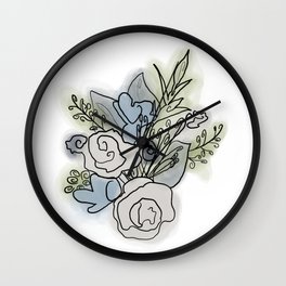 Flower Line Art Wall Clock