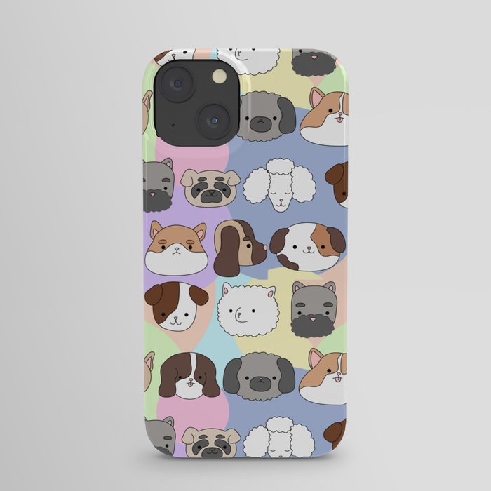 Multicolored pattern with cute, funny happy dogs. Prints, baby and pets texture for children.  iPhone Case