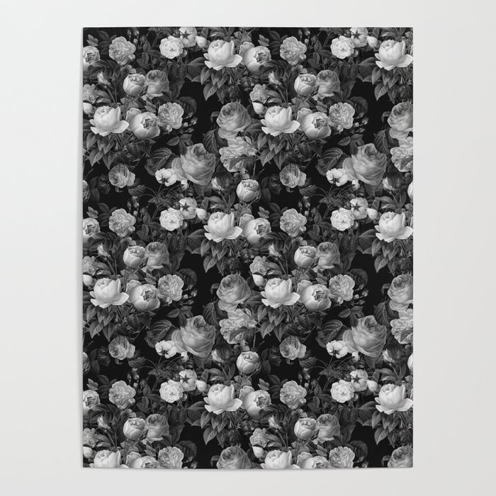 Black and White Floral Poster by Catherine Society6