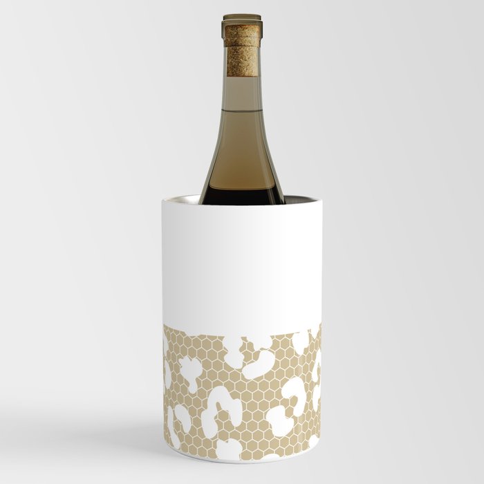 White Leopard Print Lace Horizontal Split on Vintage Beige Wine Chiller