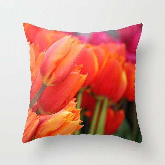 Cheery Tulips Throw Pillow