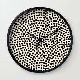 Geometric Japanese Samekomon Dots Spots Abstract Pattern in Black and White Cream Wall Clock