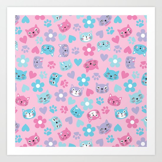 Kitty Cat Pattern by Everett Co Art Print