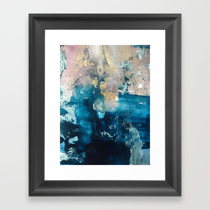 Timeless: A gorgeous, abstract mixed media piece in blue, pink, and ...
