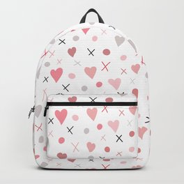 Cute pink and grey dots and hearts pattern Backpack