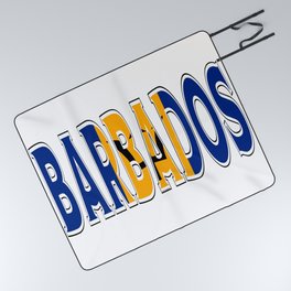 Barbados Font with Barbadian Flag Picnic Blanket