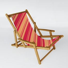 [ Thumbnail: Brown and Crimson Colored Stripes/Lines Pattern Sling Chair ]