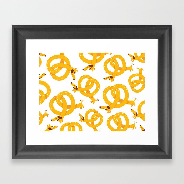 Pretzel Dog Framed Art Print